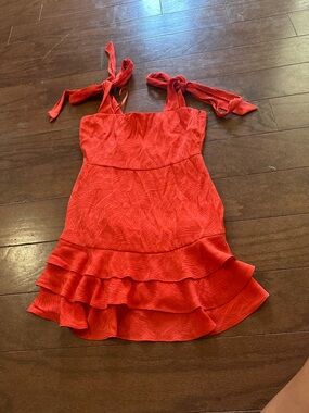 Gianni Bini Vibrant Orange-Red Slip Dress